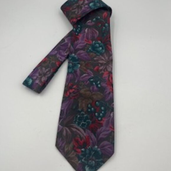Oleg Cassini Neck Tie Vintage Collection Floral Silk Made In USA - Picture 1 of 7